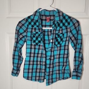Blue and Black Plaid Button Down Shirt